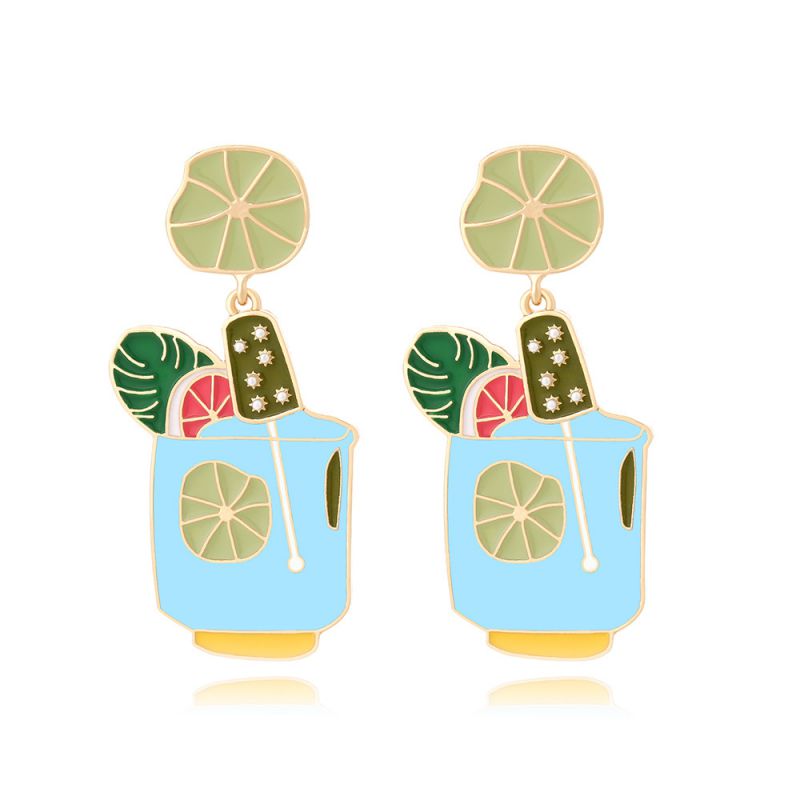 Fashion Multicolor Alloy Oil Drop Cocktail Glass Earrings