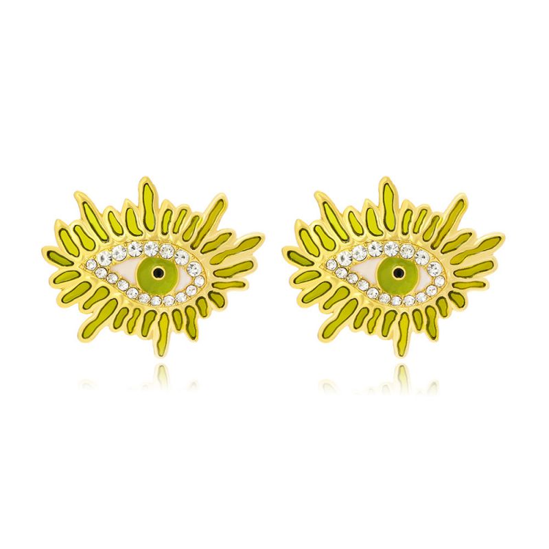 Fashion Color Mixing Alloy Diamond Eye Stud Earrings