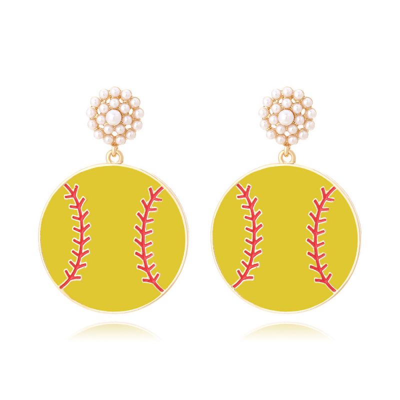 Fashion Color Alloy Baseball Earrings