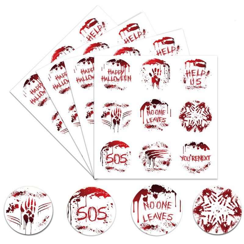 Fashion Style 1 Halloween Horror Atmosphere Stickers Self-adhesive Decorative Props Party Supplies Halloween Printed Sticker Label