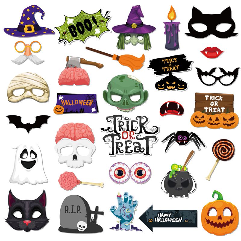 Fashion 30pcs/set Halloween Pumpkin Bat Spider Handheld Supplies