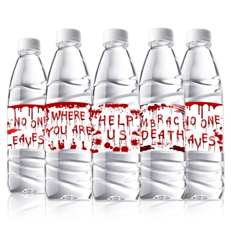 Fashion Halloween Decoration Props Hand Mineral Water Bottle Stickers Halloween Printed Self-adhesive Bottle Stickers