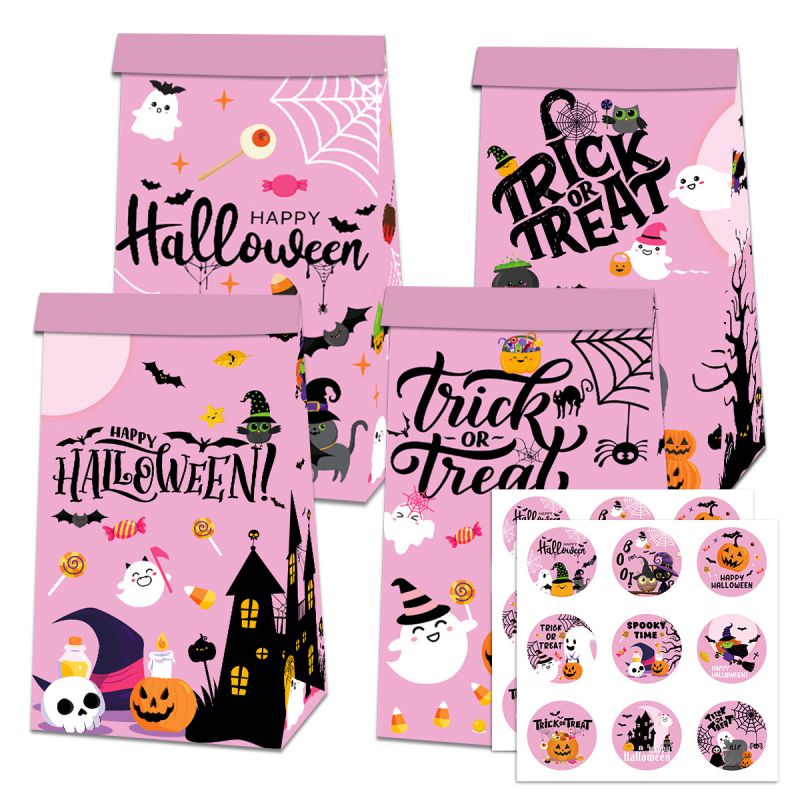 Fashion [style 1] Halloween Candy Snack Paper Bag Cute Funny Party Decoration Supplies Halloween Printed Sealed Paper Bag