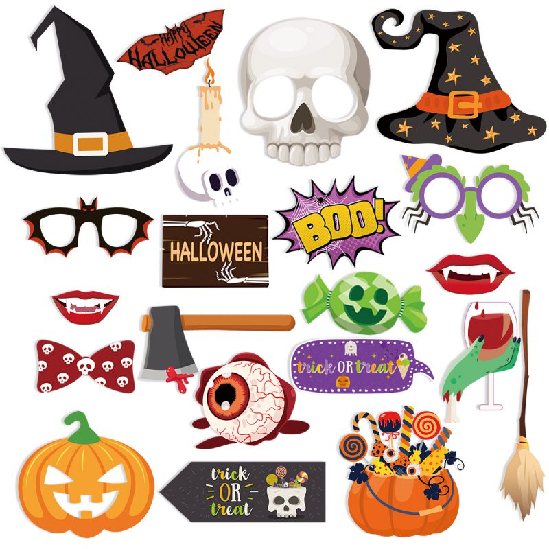 Fashion 20pcs/set Halloween Pumpkin Bat Spider Handheld Supplies