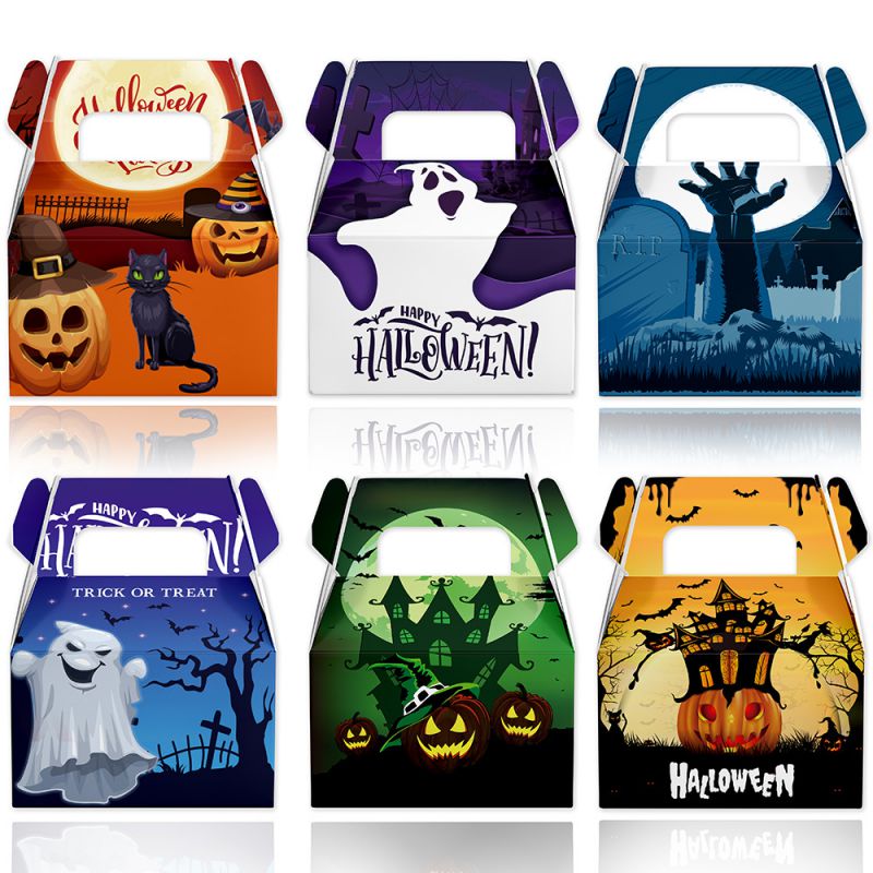 Fashion Halloween Decoration Props Portable Paper Box Packaging Bag Candy Box Halloween Paper Box Candy Bag