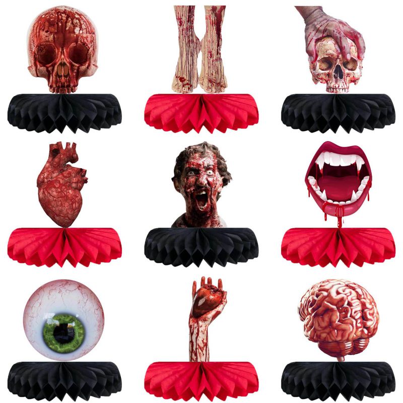 Fashion 9 Models/set Halloween Honeycomb Ornaments