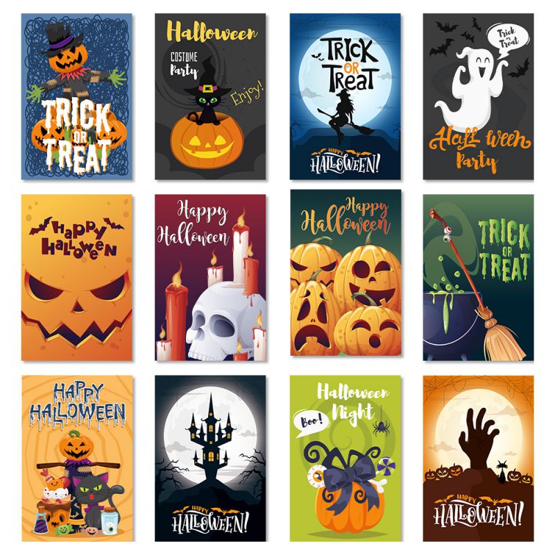 Fashion Halloween Card Invitation Handwritten Envelope Party Halloween Pumpkin Head Postcard