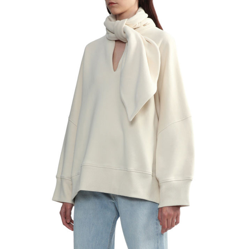 Sudadera Irregular De Manga Larga Con Cuello Bufanda