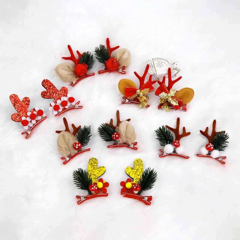 Fashion Golden Antler Pine Needle Flower Christmas Antlers Children's Hairpin