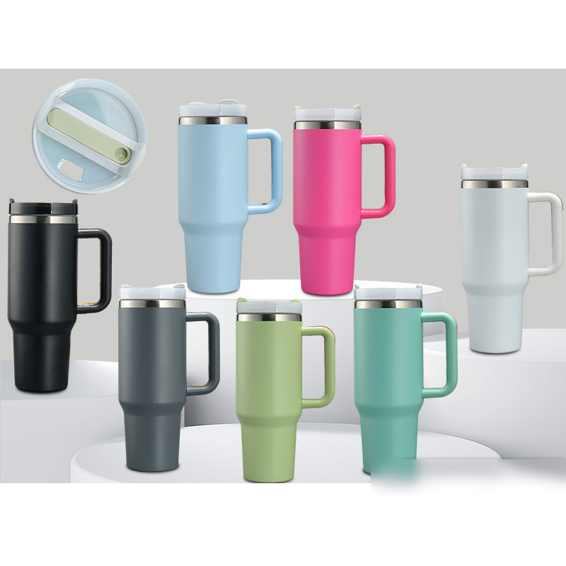 Fashion Rose Quartz Powder Stainless Steel Large Capacity Double-layer Thermos Cup