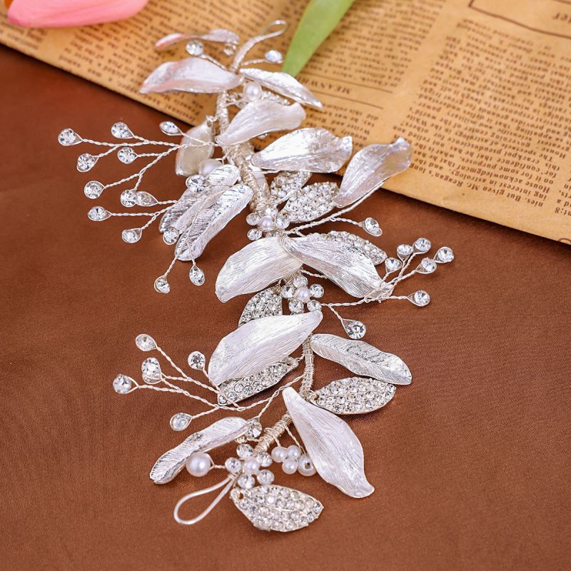 Diadema De Hojas Trenzadas De Diamantes De Aleación