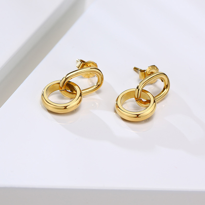 Fashion Gold Stainless Steel Hoop Earrings