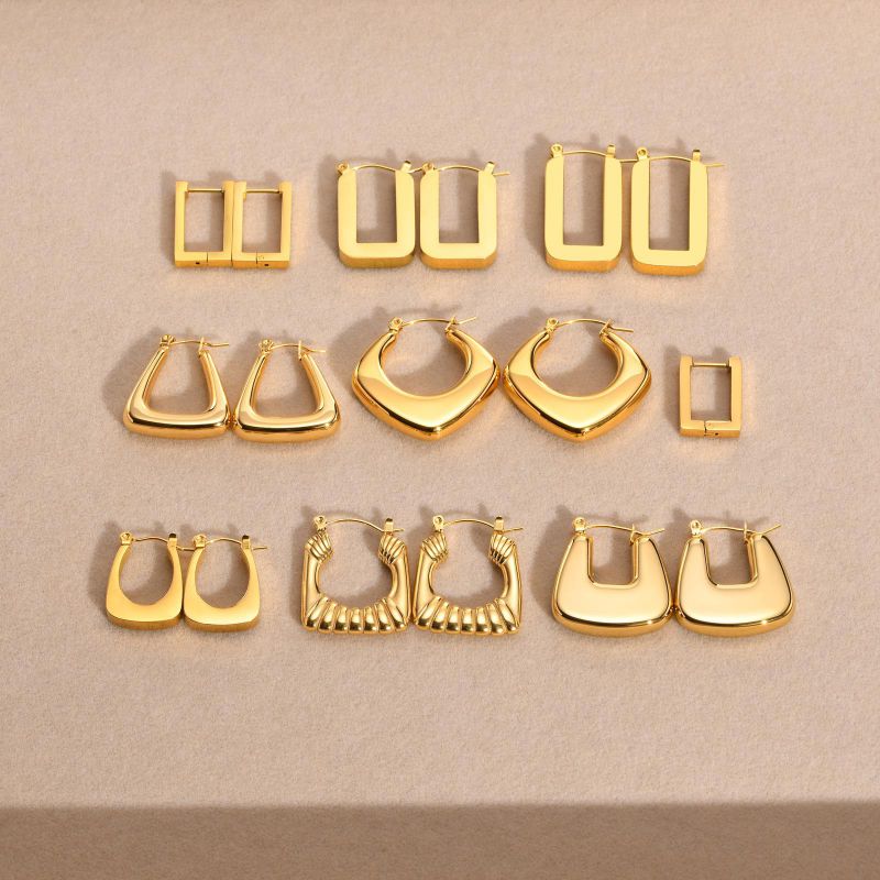 Fashion Gold Stainless Steel Geometric Earrings