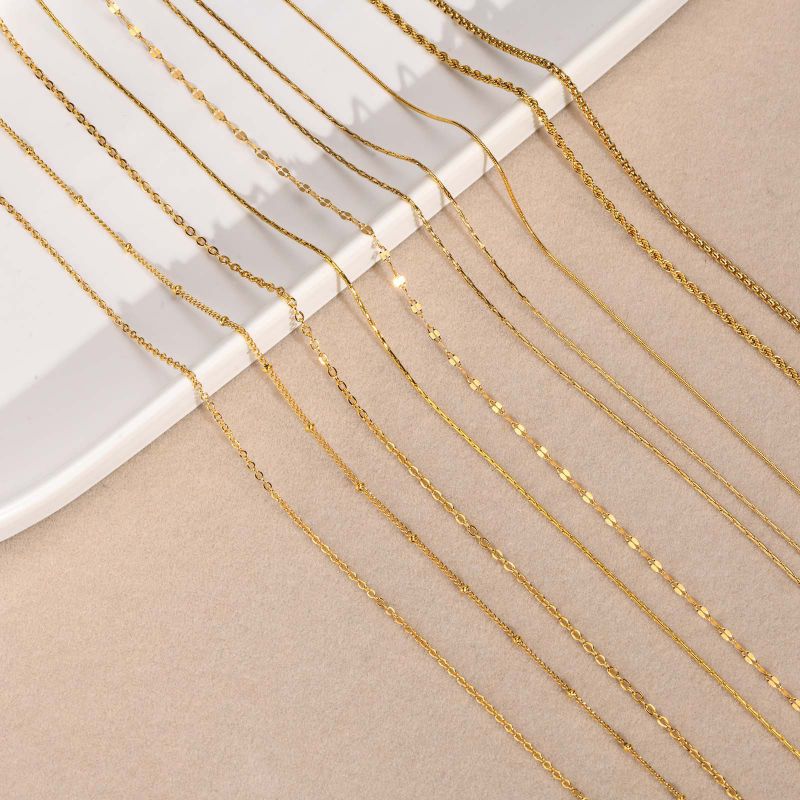 Fashion Gold Twist Chain 2.2mm*40+5cm[nc-1203g] Stainless Steel Geometric Chain Necklace