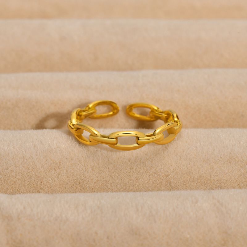 Fashion Gold Stainless Steel Chain Open Ring