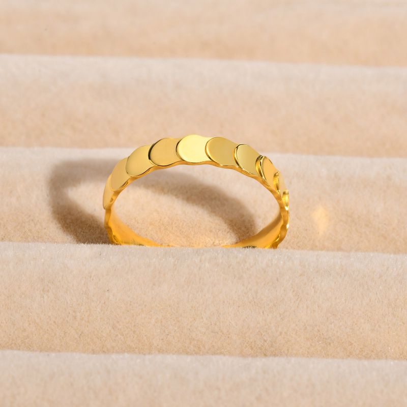 Fashion Gold Stainless Steel Fish Scale Disc Ring