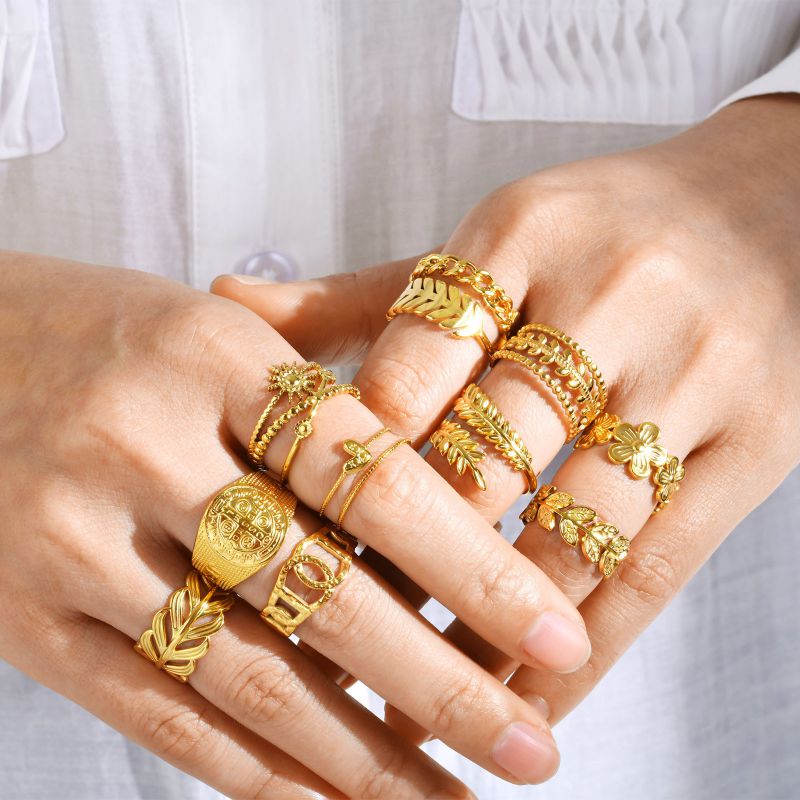 Fashion Gold Stainless Steel Geometric Open Ring