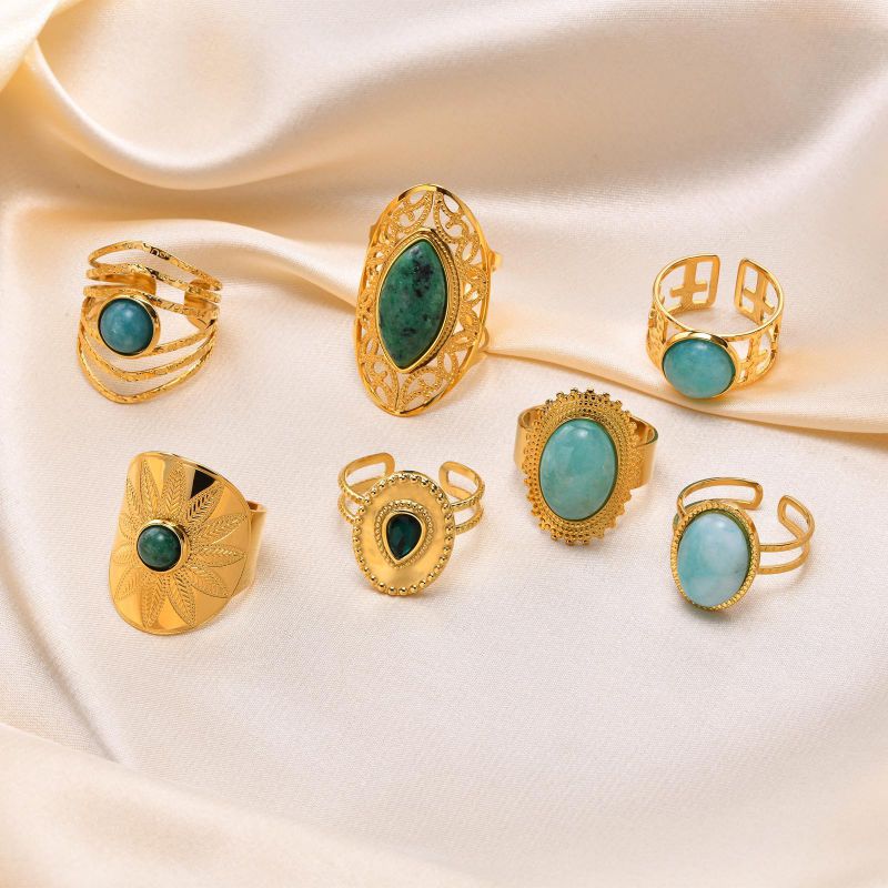 Fashion Gold Titanium Steel Geometric Open Ring