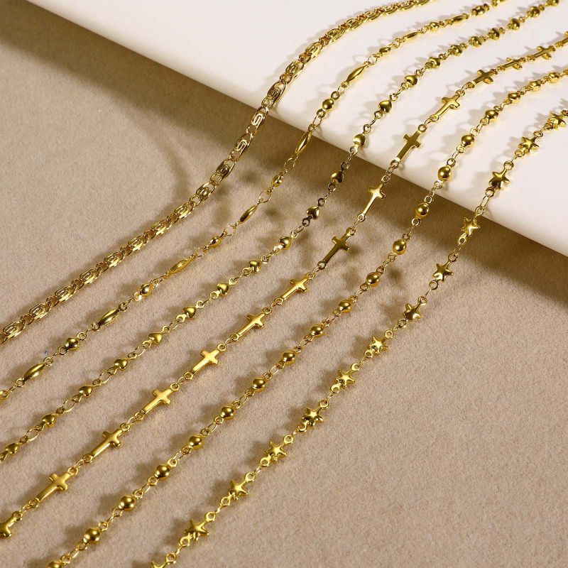 Fashion Gold Stainless Steel Geometric Chain Necklace