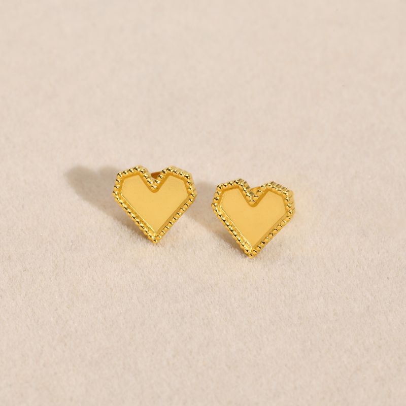 Fashion Gold Stainless Steel Heart-shaped Earrings