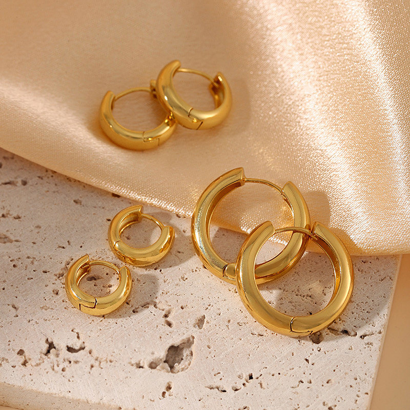 Fashion Gold Copper Round Earrings Set 6 Pieces