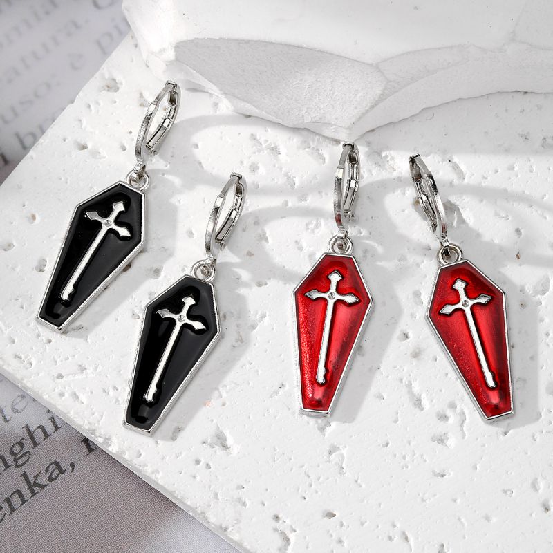 Fashion Black Cross Alloy Cross Earrings