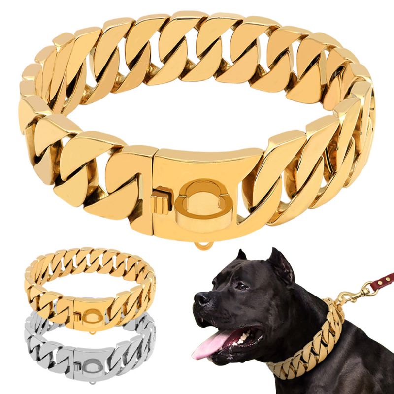 Collar Para Mascotas Con Cadena De Acero Inoxidable