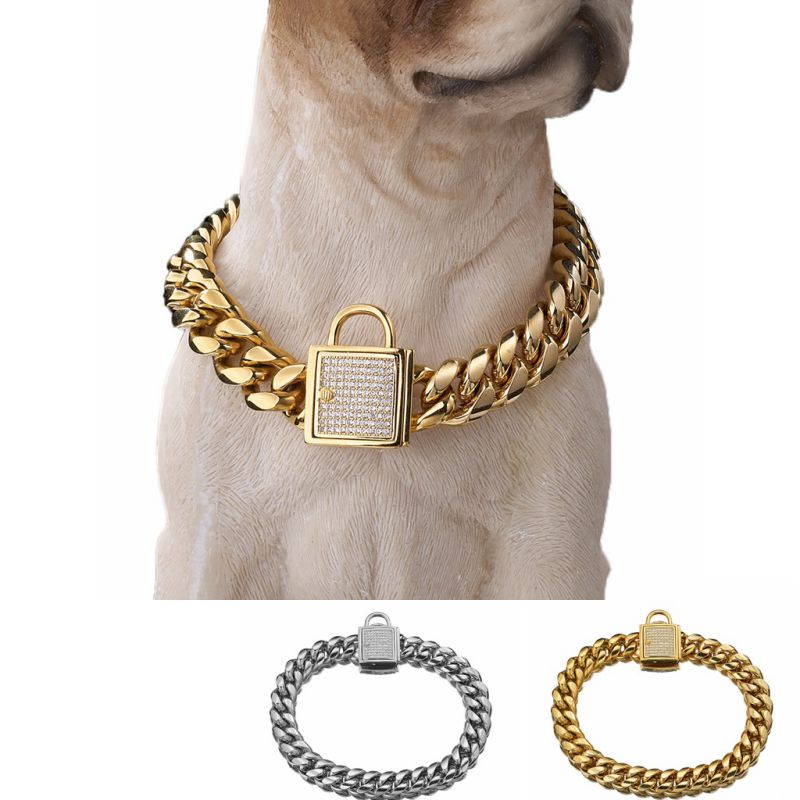 Collar Para Mascotas Con Cadena De Acero Inoxidable