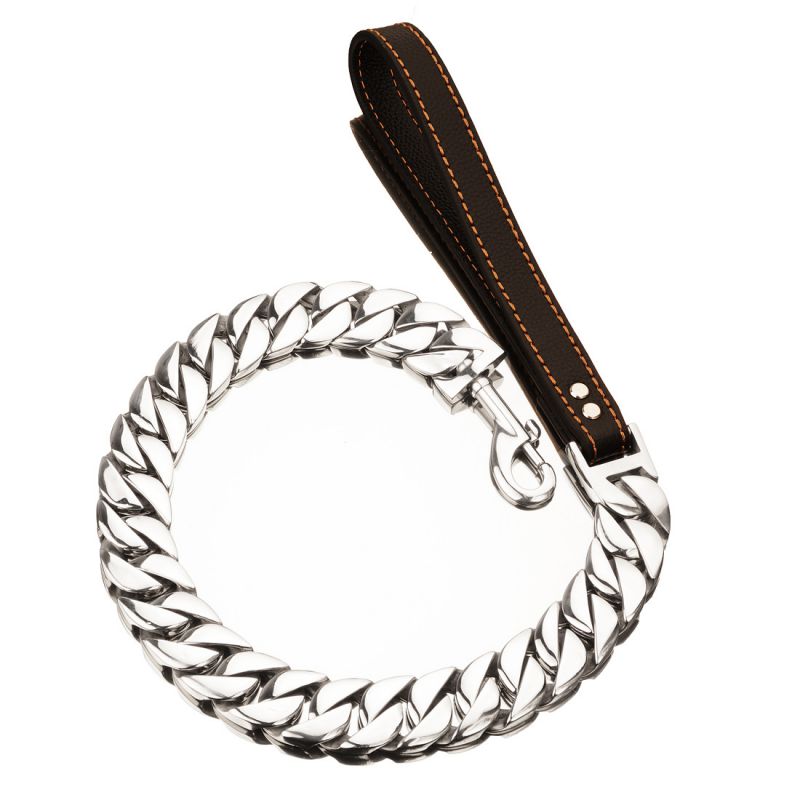 Correa Para Mascotas Con Cadena De Acero Inoxidable.