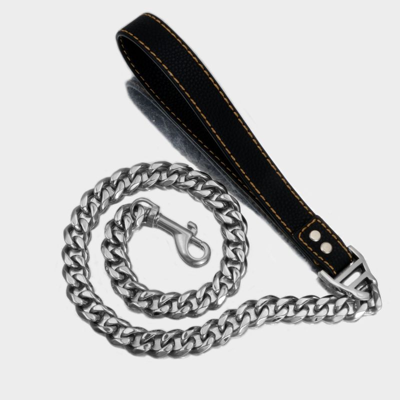 Correa Para Mascotas Con Cadena De Acero Inoxidable.