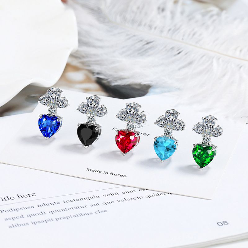 Pendientes Corazón De Cobre Con Circonitas