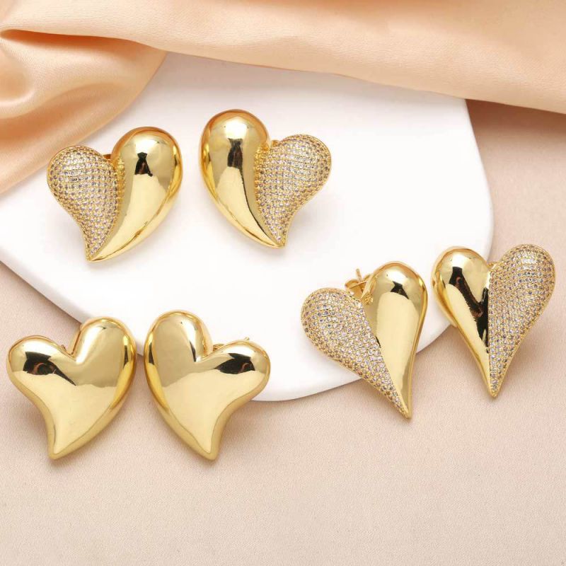 Pendientes De Corazón De Diamantes De Cobre