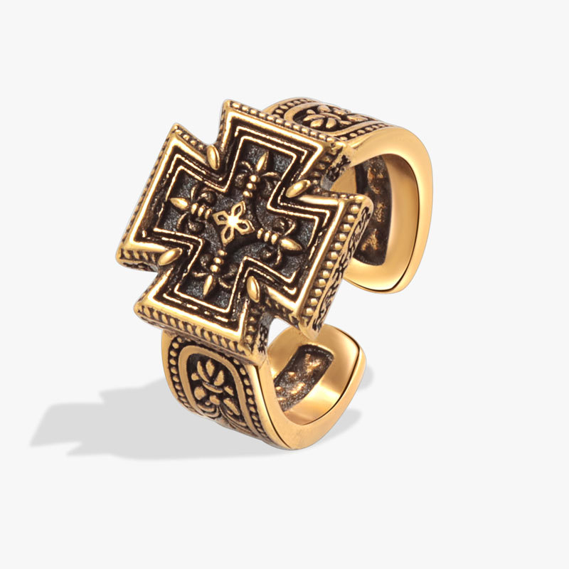 Anillo Abierto Cruz Grabada