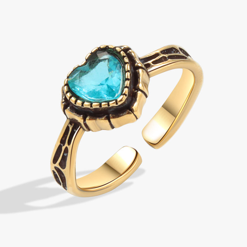 Anillo De Corazón De Diamantes De Cobre