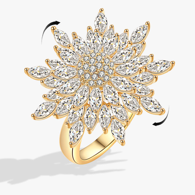 Anillo Copo De Nieve De Cobre Y Diamantes