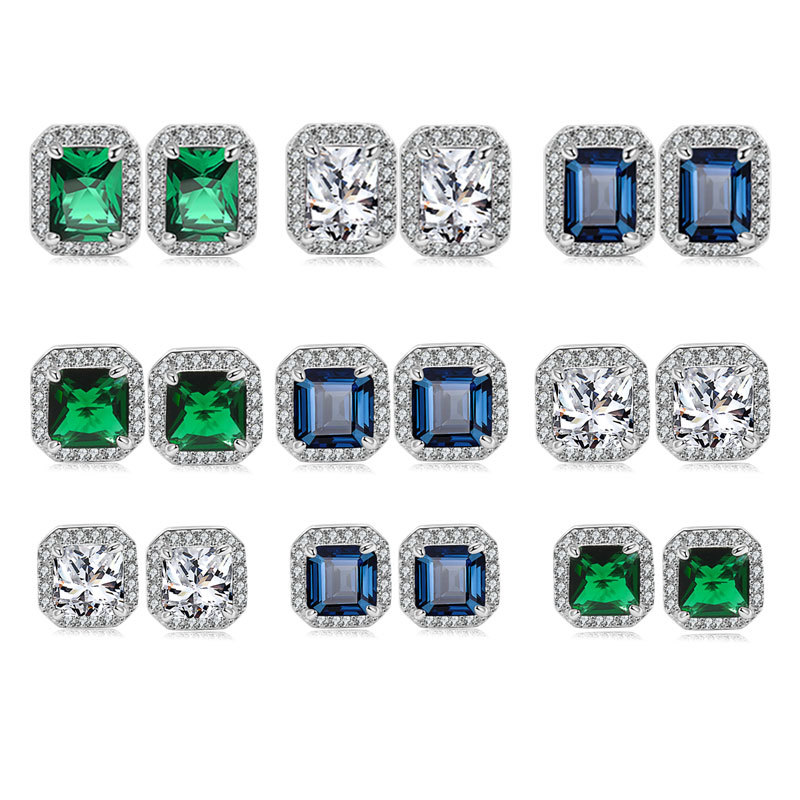 Pendientes Cuadrados De Diamantes De Cobre