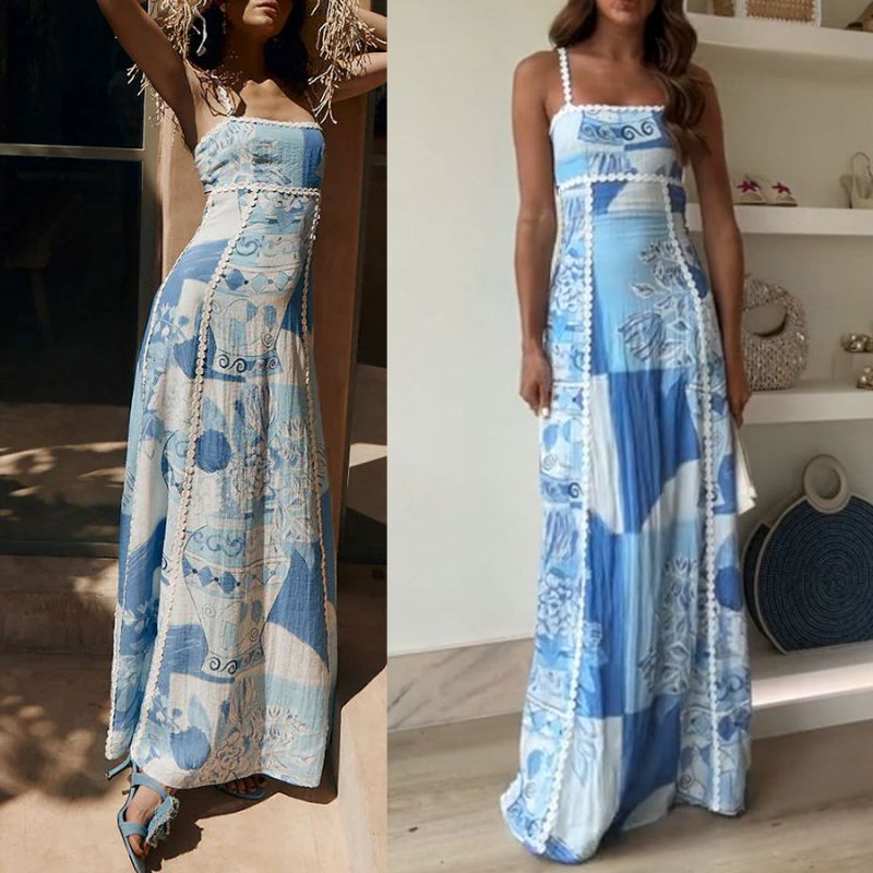 Vestido De Tirantes Estampado De Poliéster