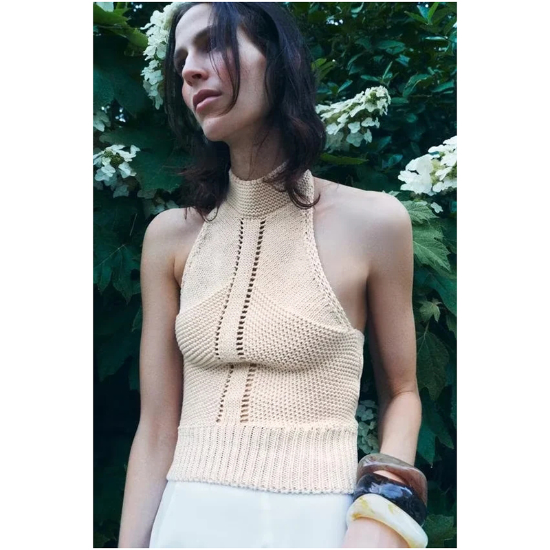 Chaleco De Punto Con Cuello Halter