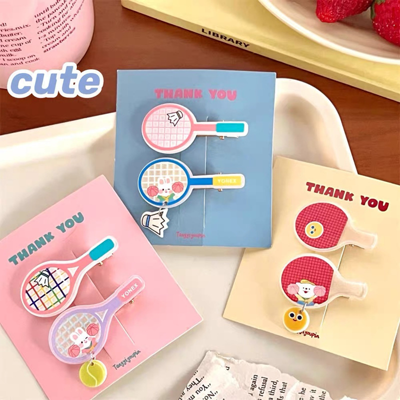 Fashion 3# Badminton Racket Combination Hairpin Acrylic Racket Children's Hairpin