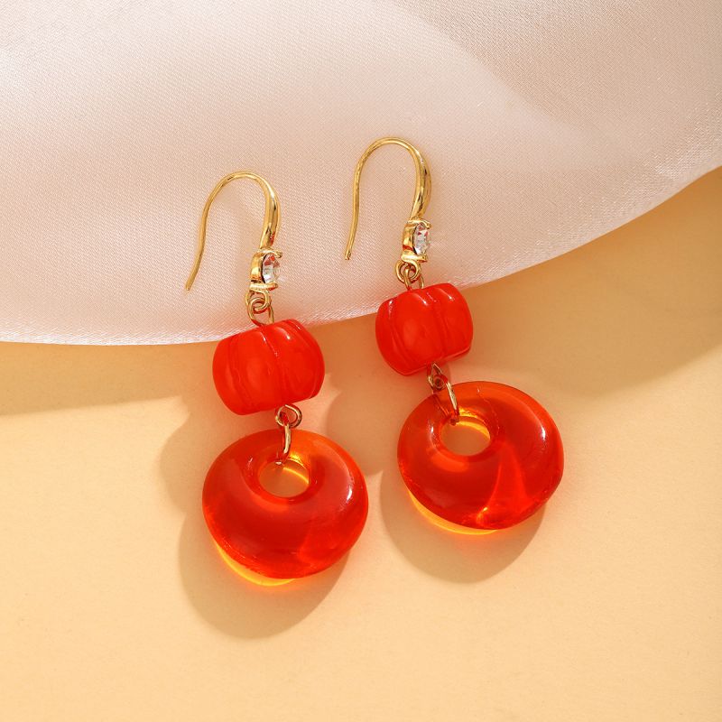 Fashion Gold Resin Geometric Round Earrings