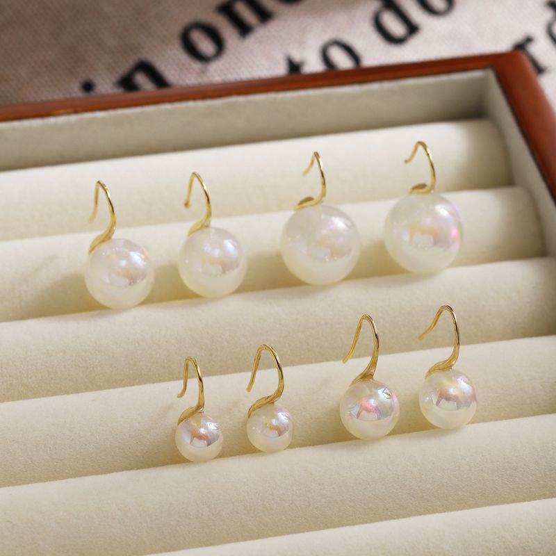 Fashion 14mm Round Pearl Earrings