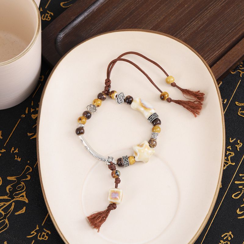 Fashion Brown Geometric Beaded Pentagram Beaded Bracelet