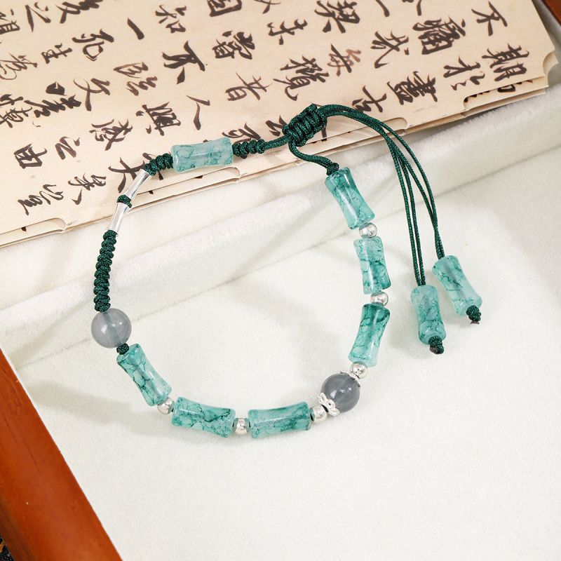 Fashion Green Bamboo Beaded Braided Bracelet