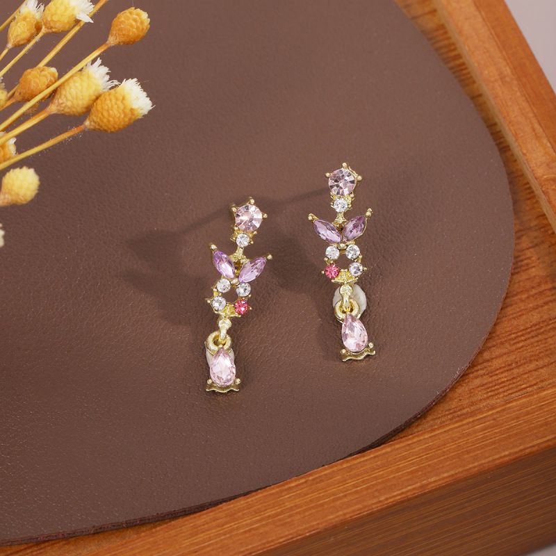 Fashion Gold Alloy Diamond Butterfly Earrings