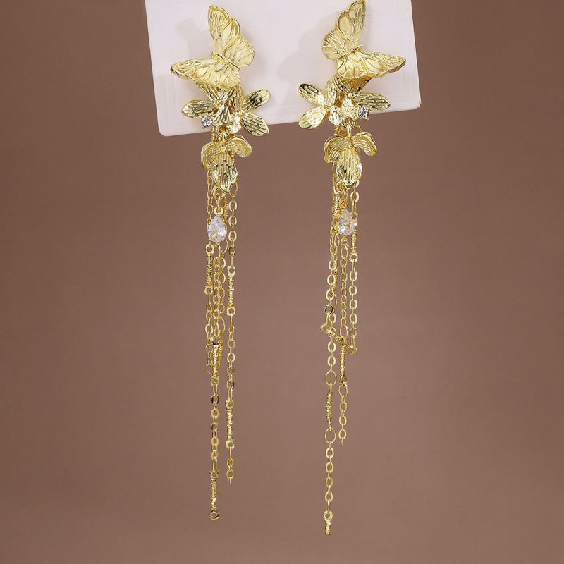 Fashion Gold Liquid Metal Butterfly Earrings