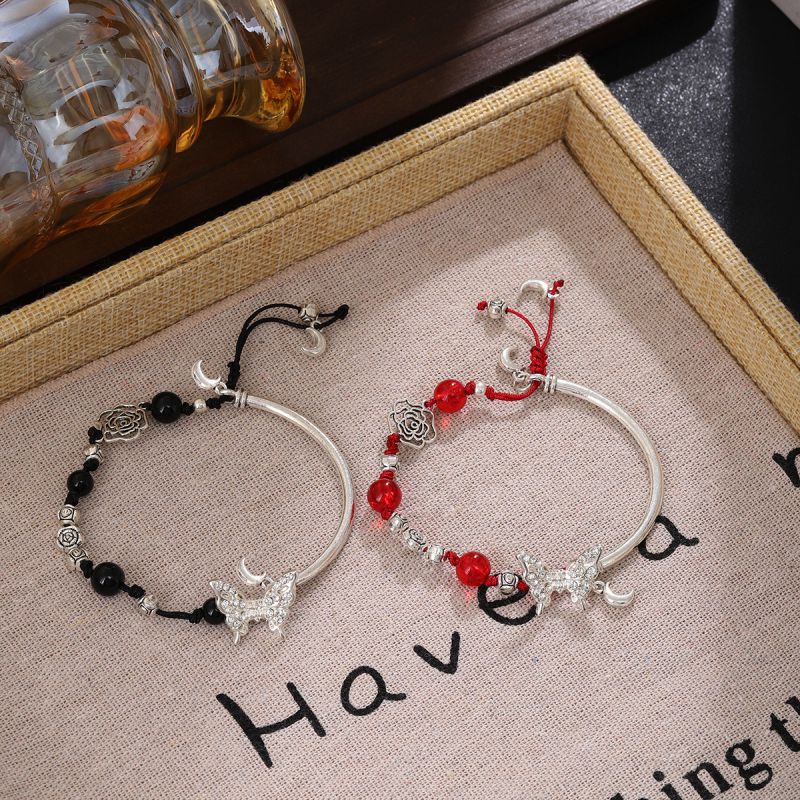 Fashion Red Alloy Butterfly Diamond Bracelet