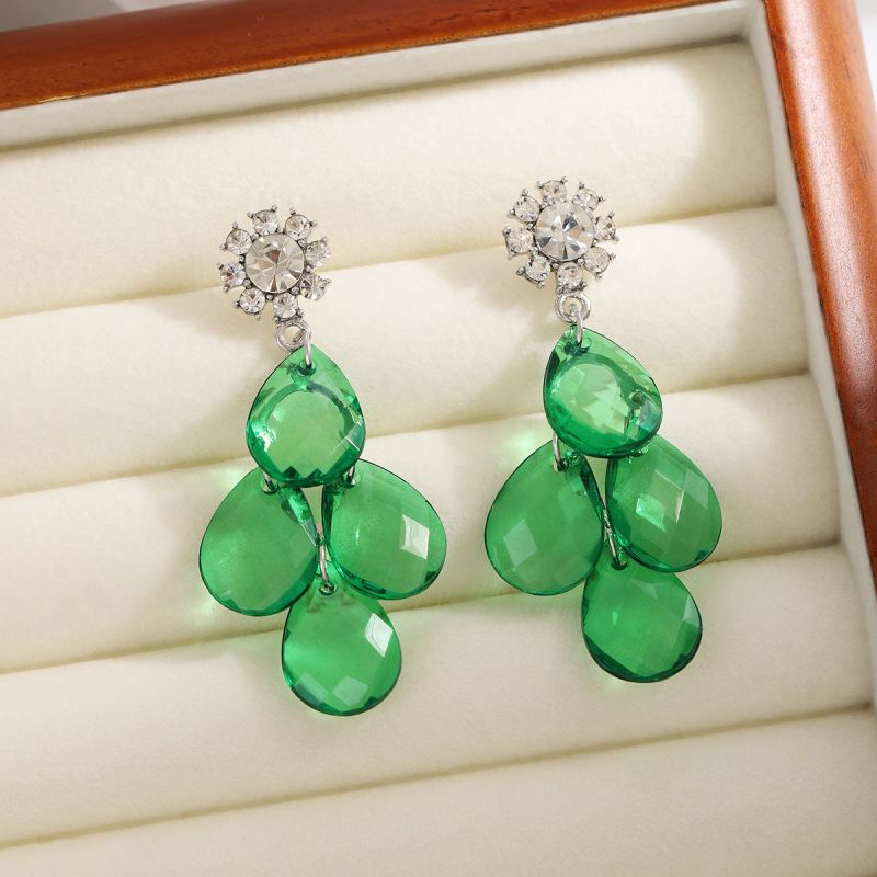 Fashion Silver Alloy Diamond Teardrop Earrings