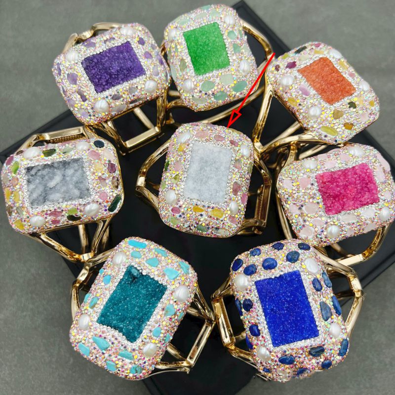 Fashion White Square Crystal Tooth Open Bracelet