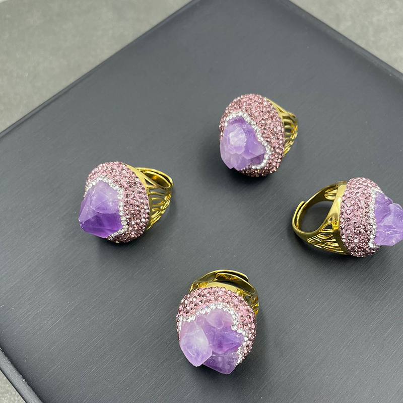 Fashion Purple Irregular Crystal Ring