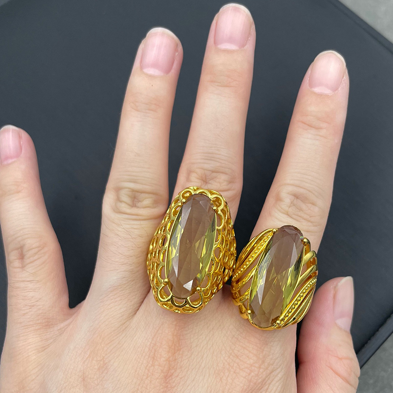 Fashion Type A Geometric Oval Crystal Open Ring